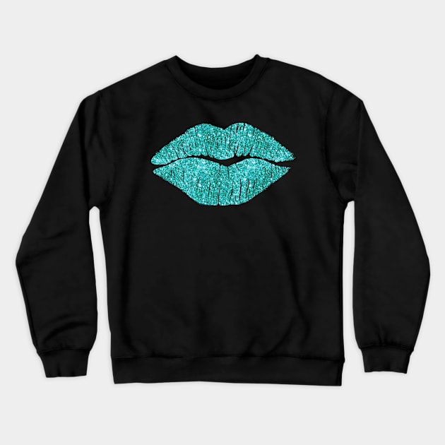 Aqua Lips Kiss Crewneck Sweatshirt by LittleBean